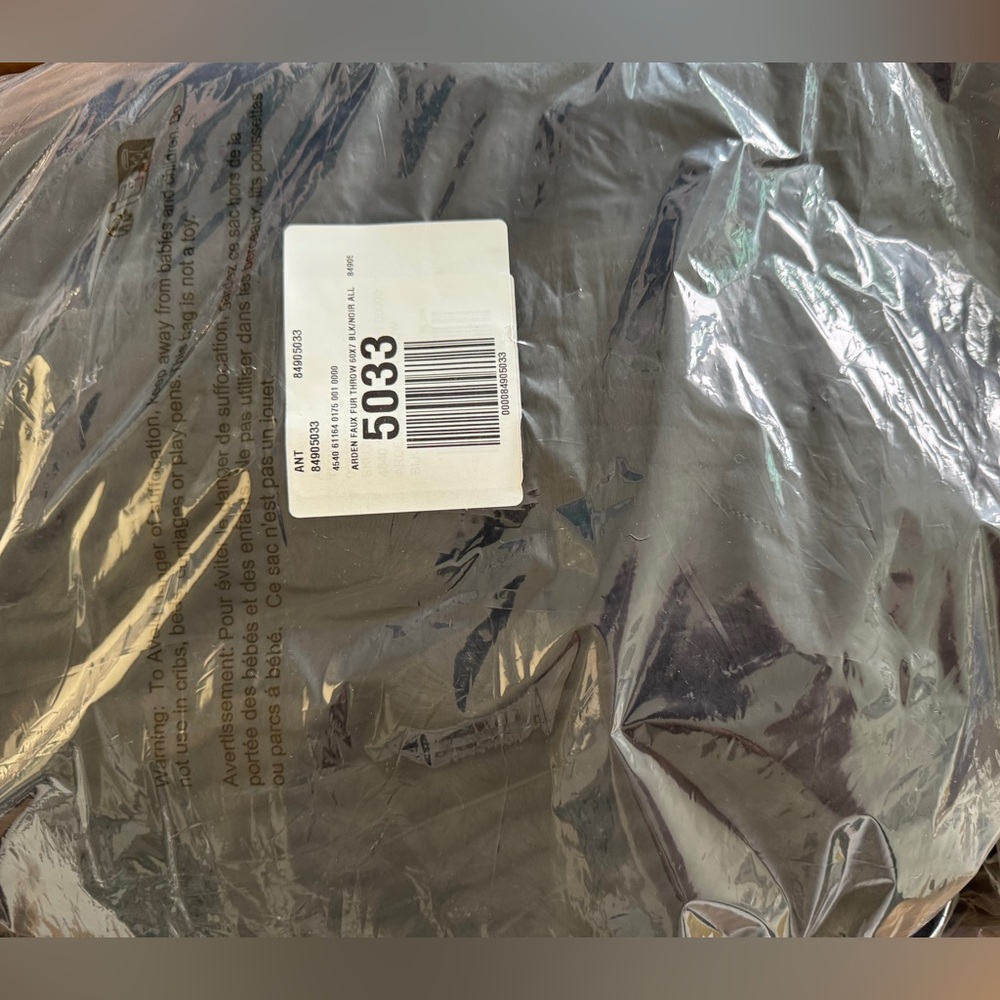 Arden Faux Fur Black Throw Blanket - Picture 6 of 8